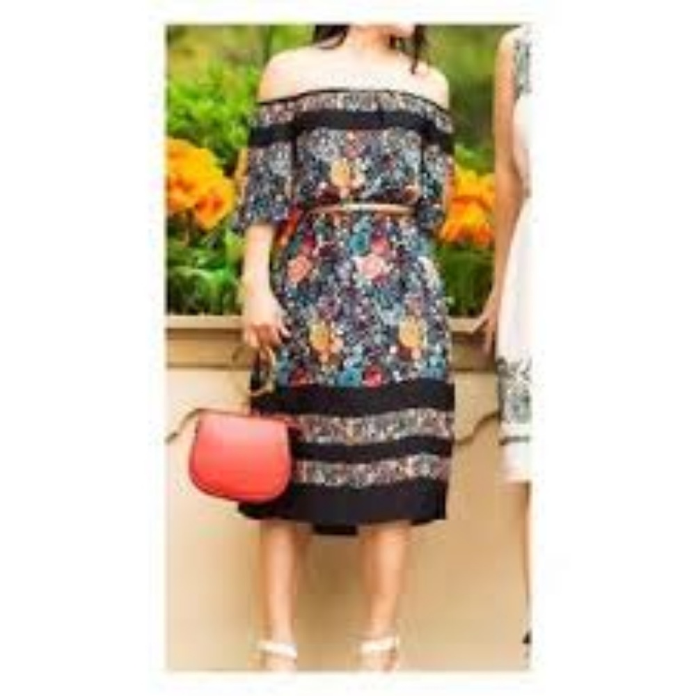 LOFT Petite Flowerbed Flare Dress